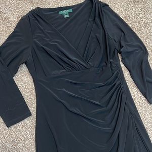 Lauren Ralph Lauren perfect black dress size 12. Sexy side slit long sleeves.